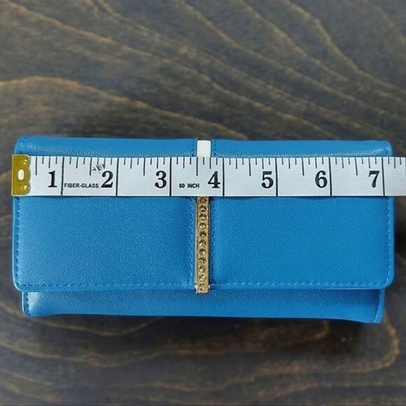 BNIB Dunxilu blue leather rhinestone detail clutch wallet - Picture 13 of 14